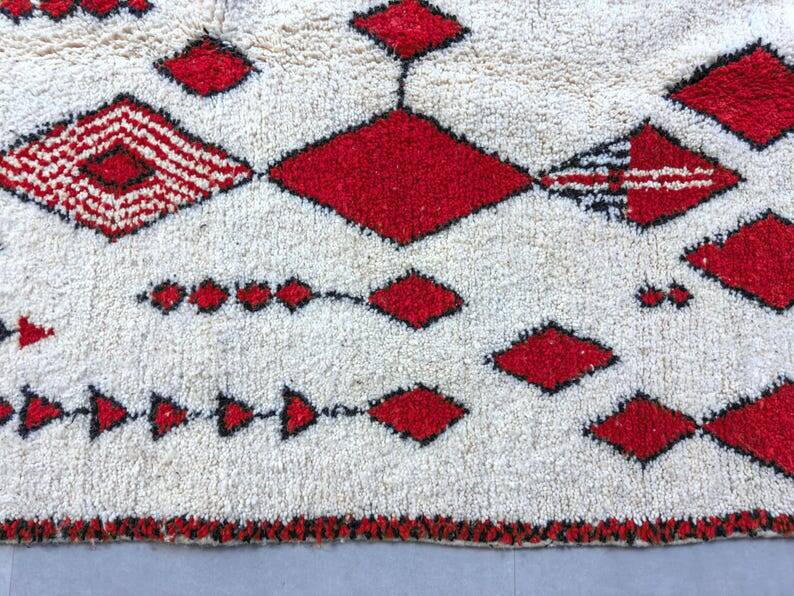 Tapis en laine rouge et blanc 250cmx150cm
