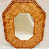 XXth rattan octagonal mirror