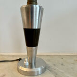 Vintage art deco lamp base, chromed metal and brass, France 1930