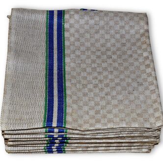 Dishcloths in Métis, to blue and green bars, sold by 5 or 10