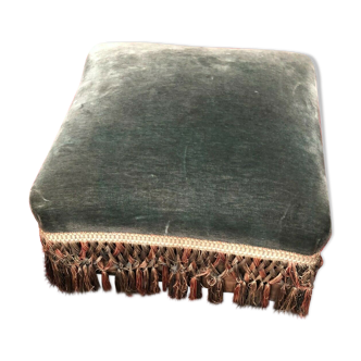 19th century green velvet square ottoman stool