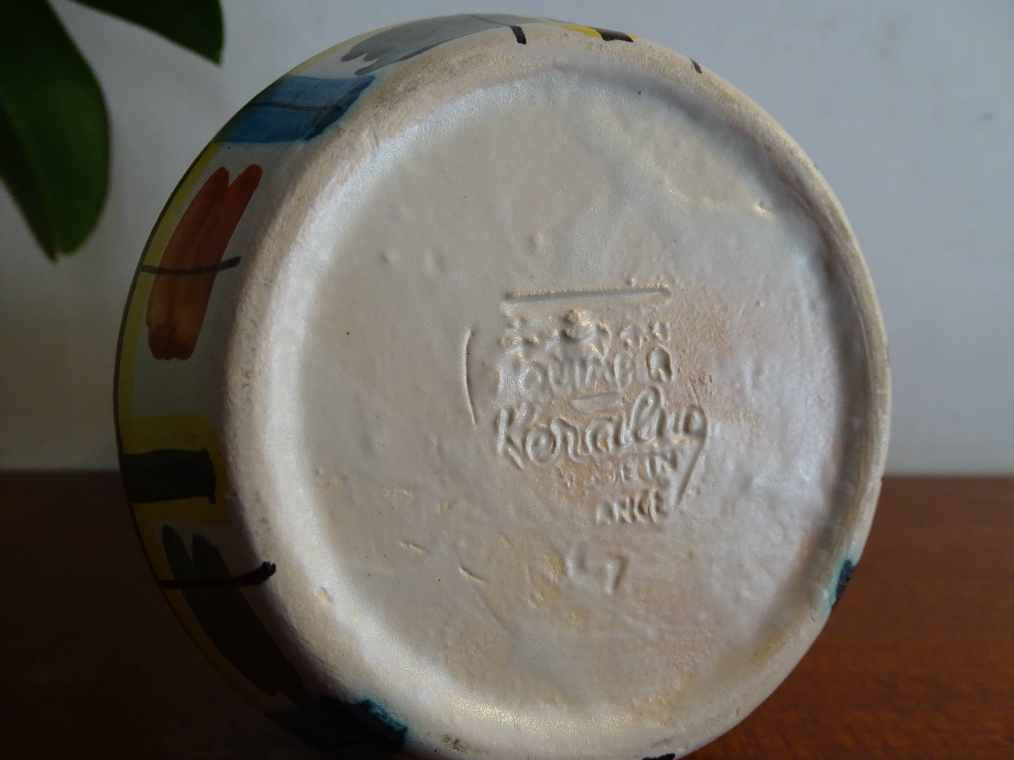 Vase Keraluc Quimper vintage 60's 70's with geometric decorations