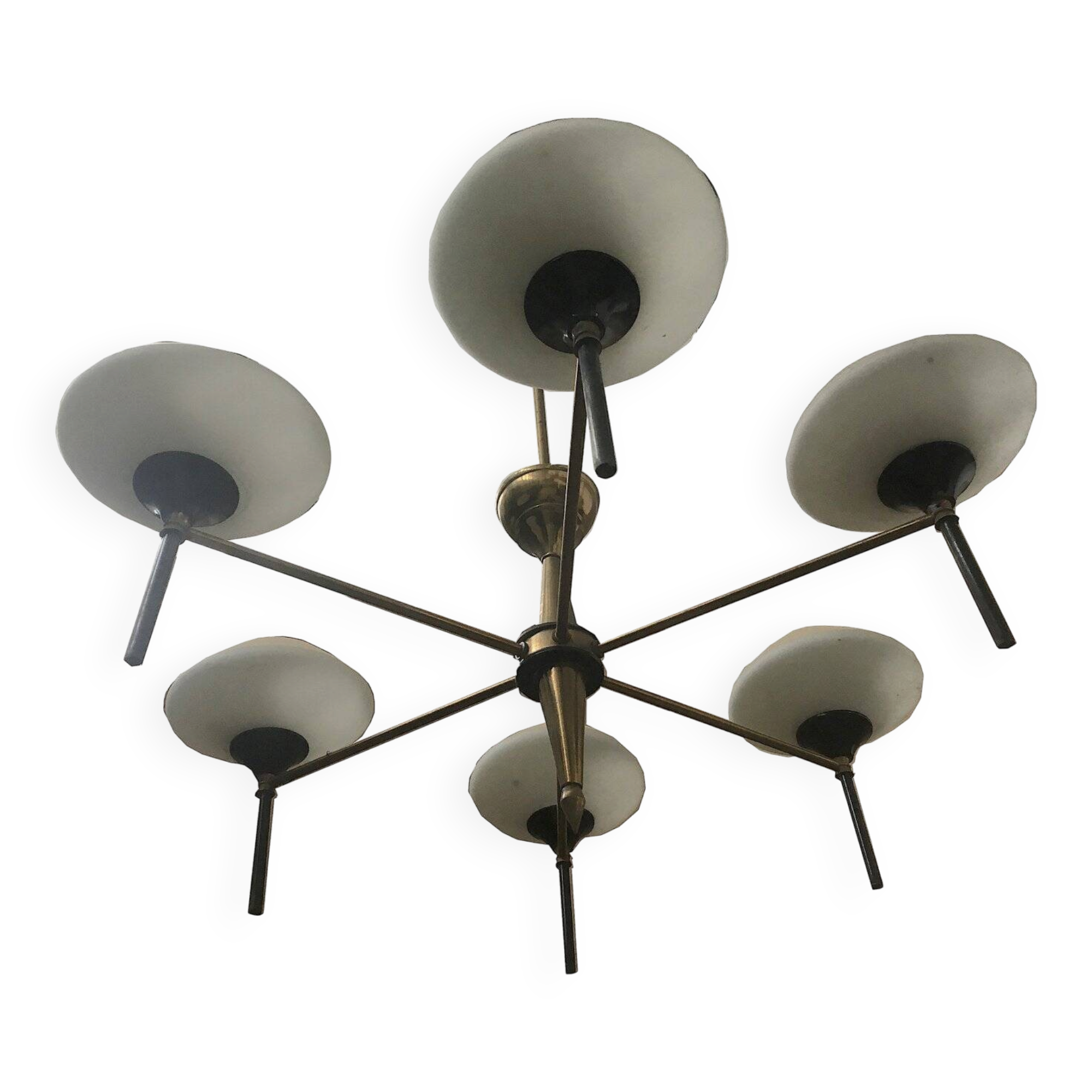 Vintage chandelier in opaline glass
