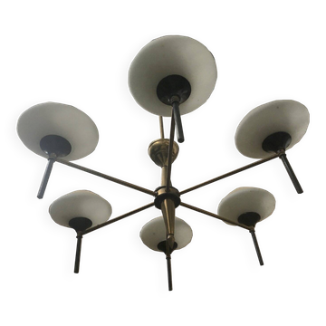 Vintage chandelier in opaline glass