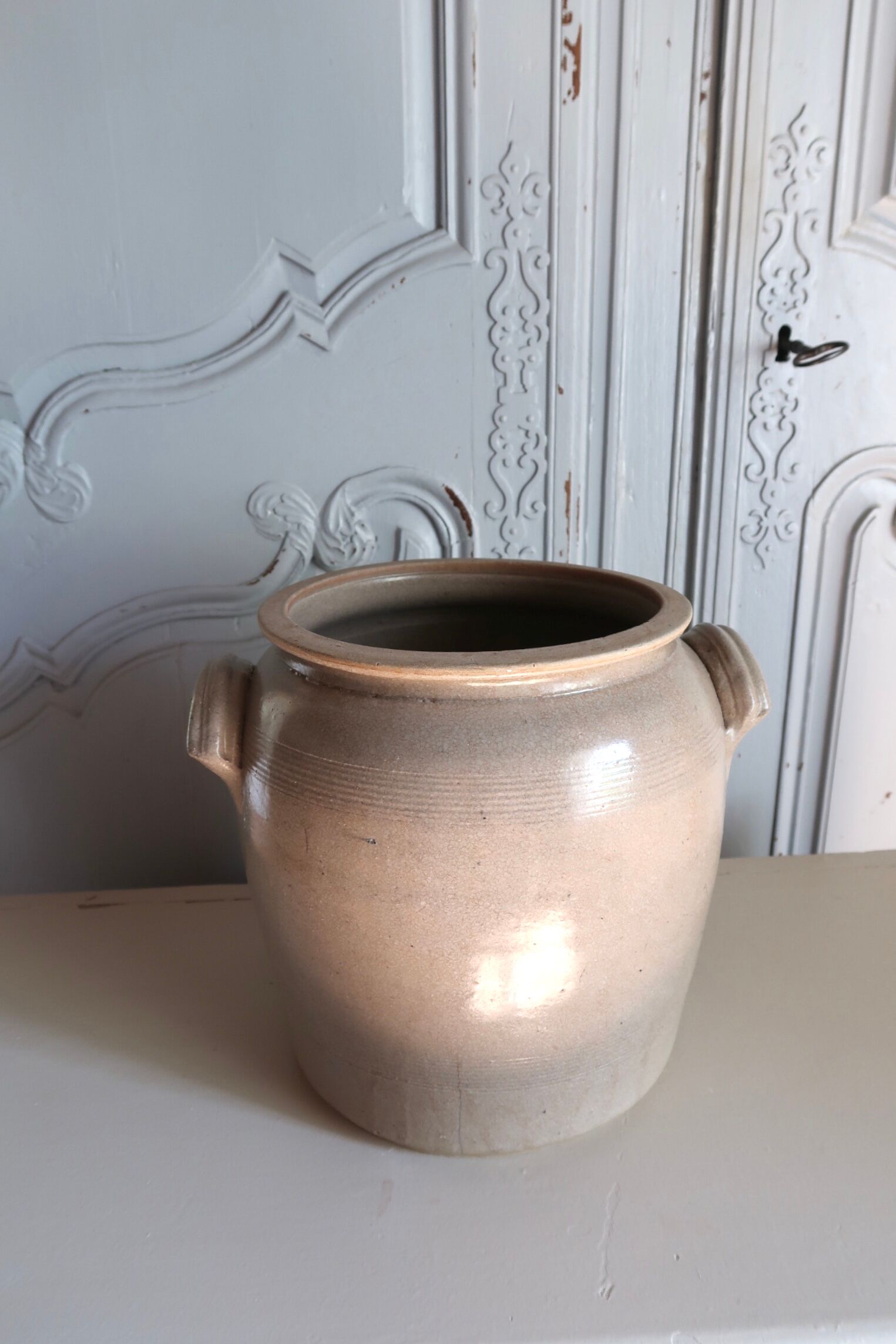 Old grey sandstone pot