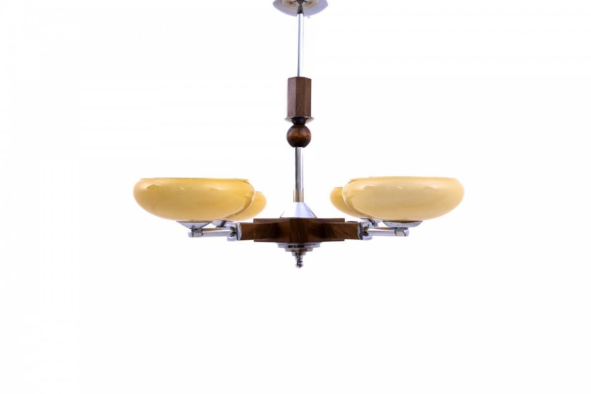 1950s Art Deco chandelier, Poland.