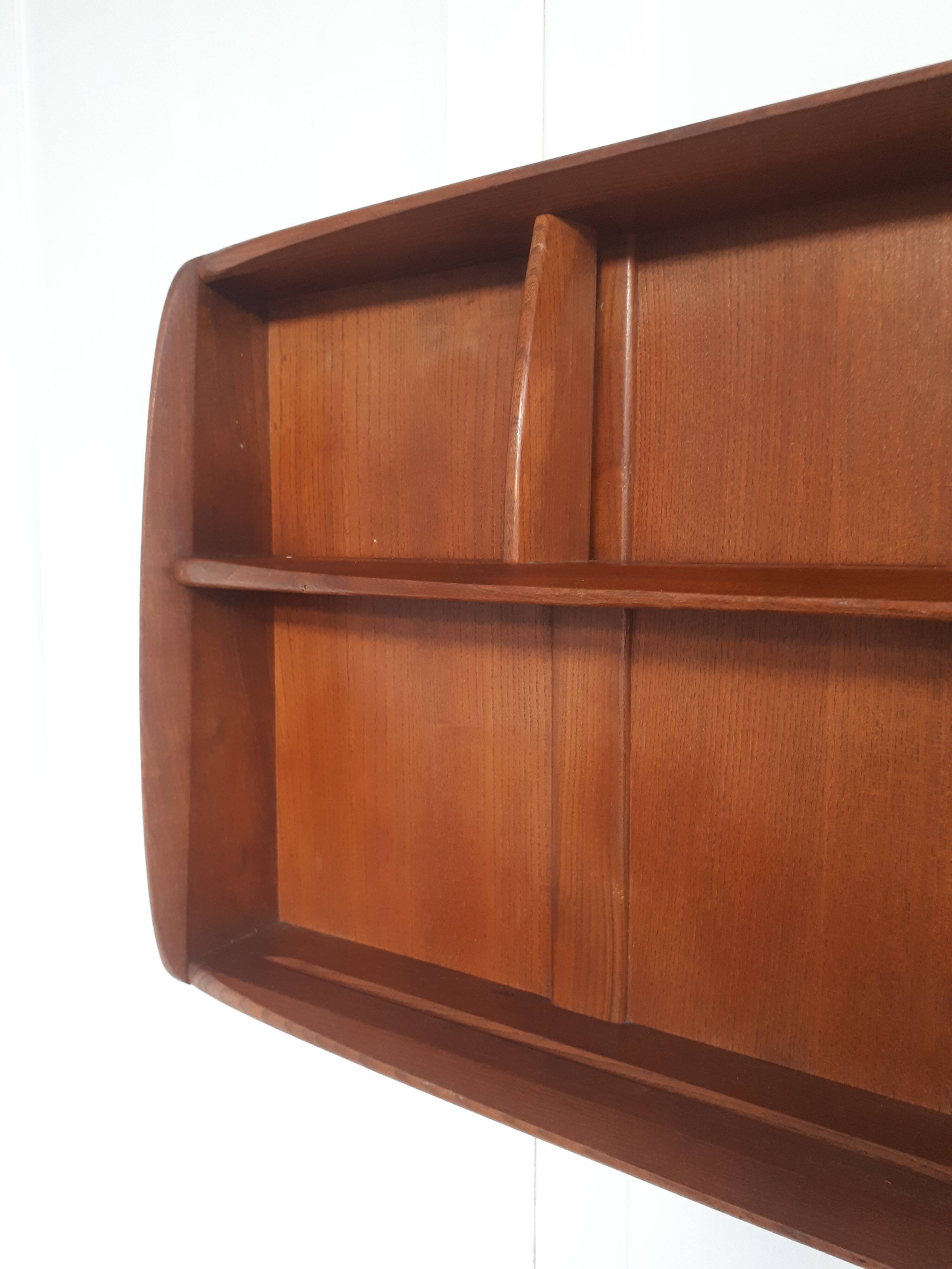 Vintage Ercol solid elm shelf c1960