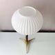 Mid Century tripod table lamp with pleated glass shade