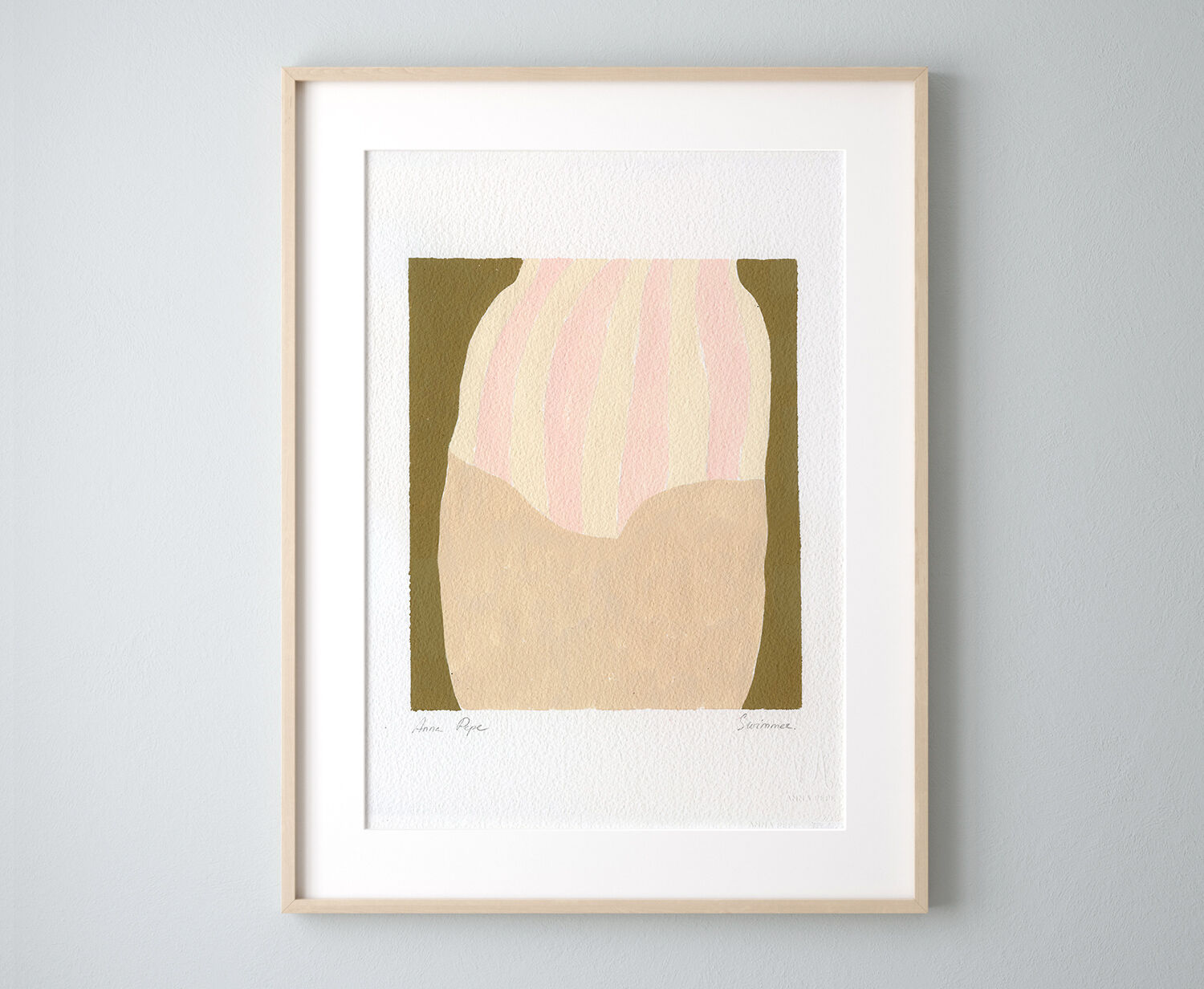 Original gouache painting "Swimmer"