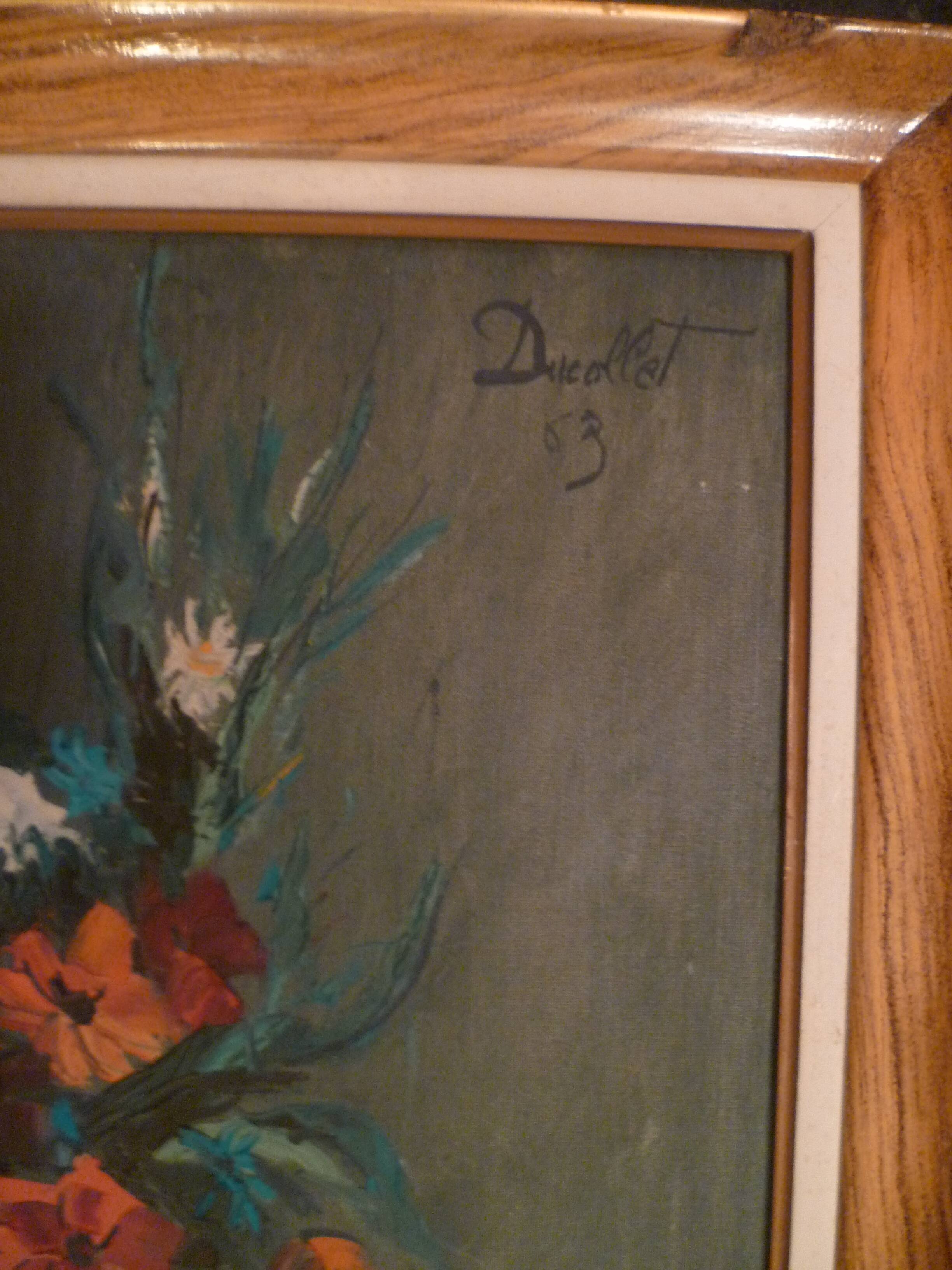 Hst painting in its frame "bouquet of flowers" signed in hst on the right ducollet 63