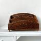 Vintage mail rack in wood and brass