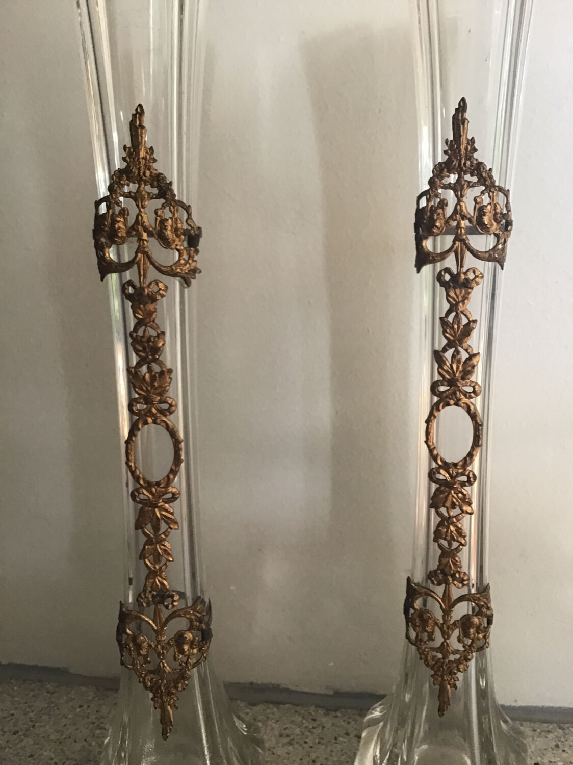 Paire de vases soliflore en verre