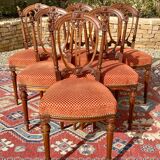 Suite de 6 chaises en noyer style Louis XVI