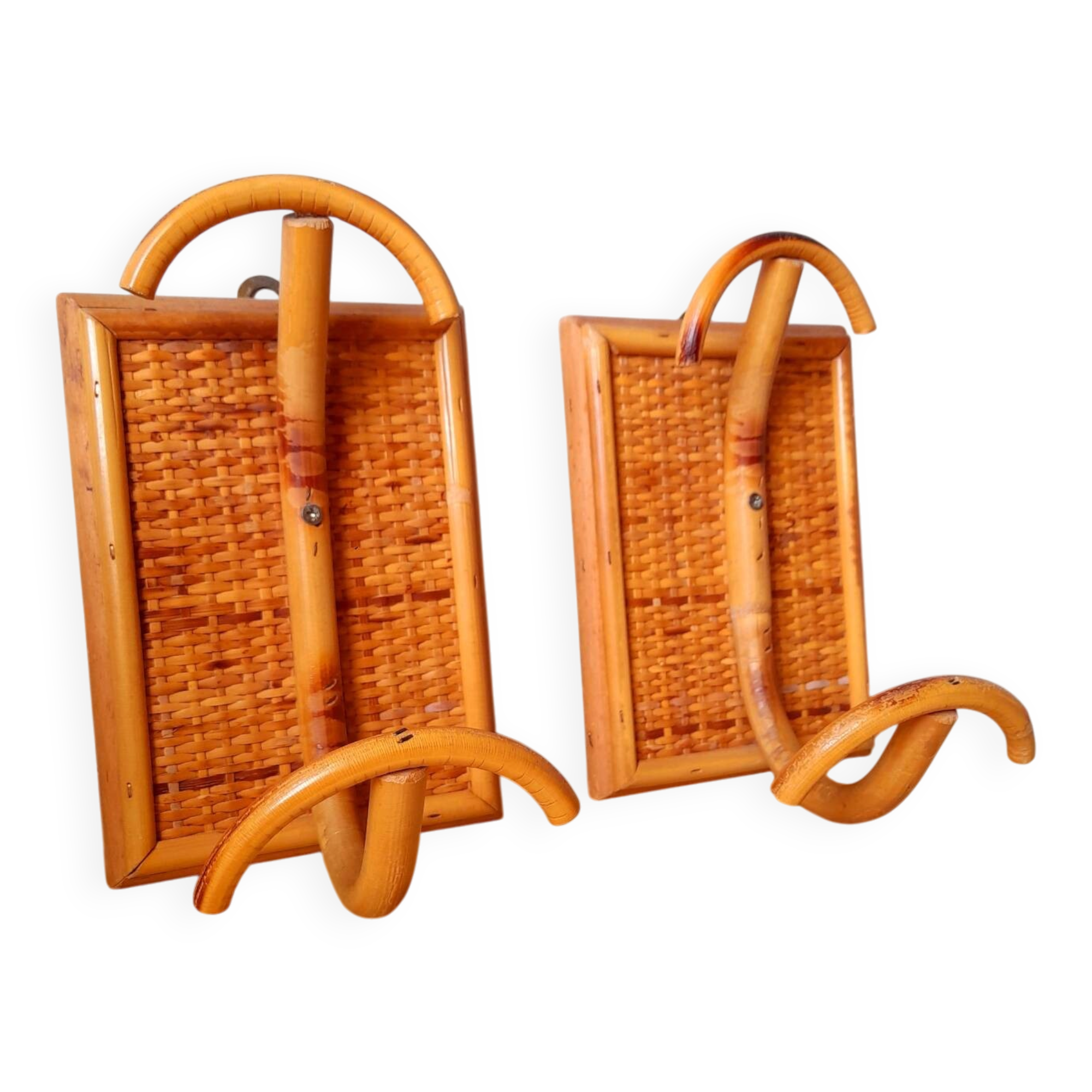 1960s rattan wall hooks