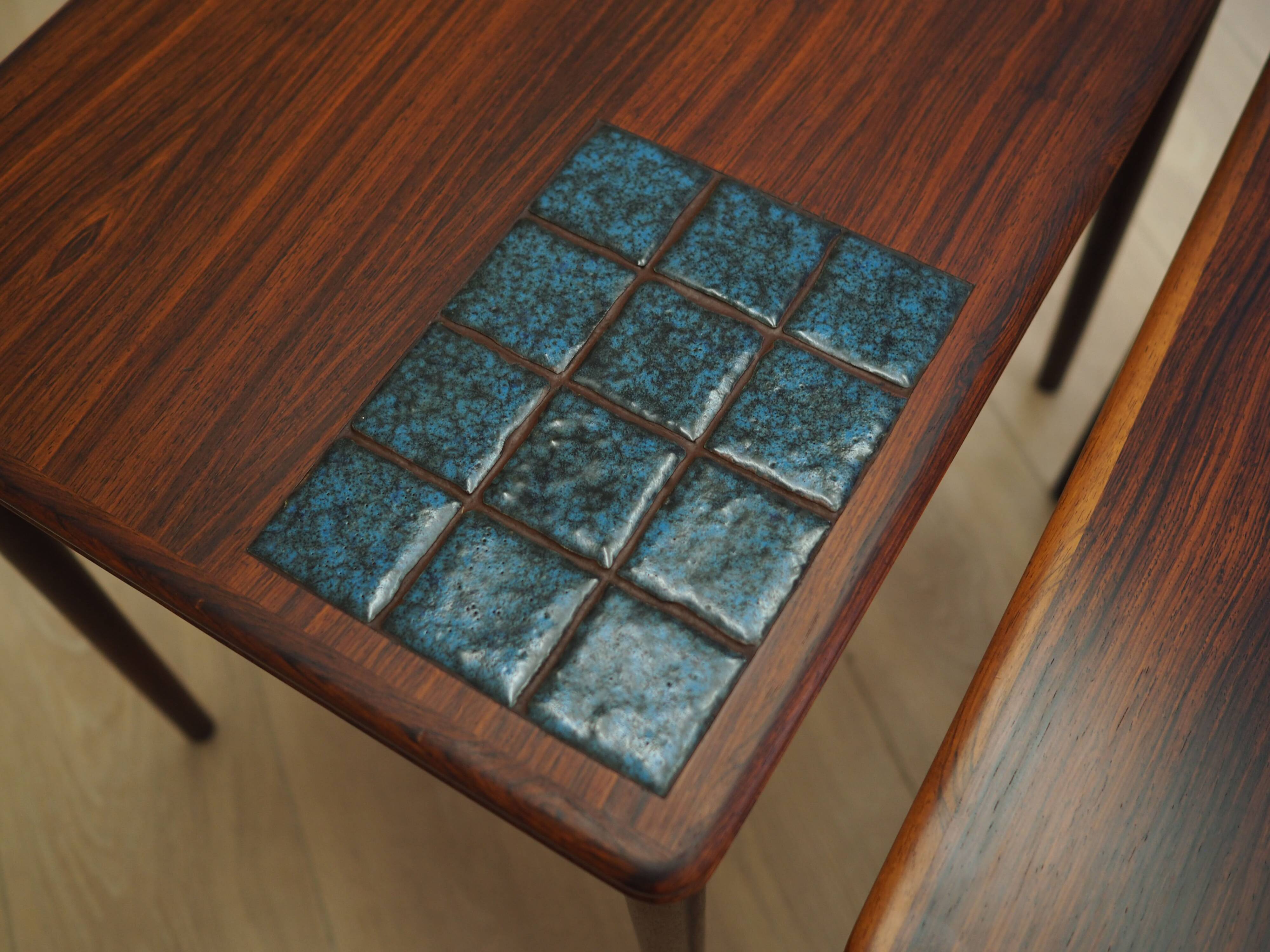 Set of three rosewood tables, Danish design, 1960s, production: Denmark