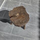 Vintage rustic French stool in real solid wood