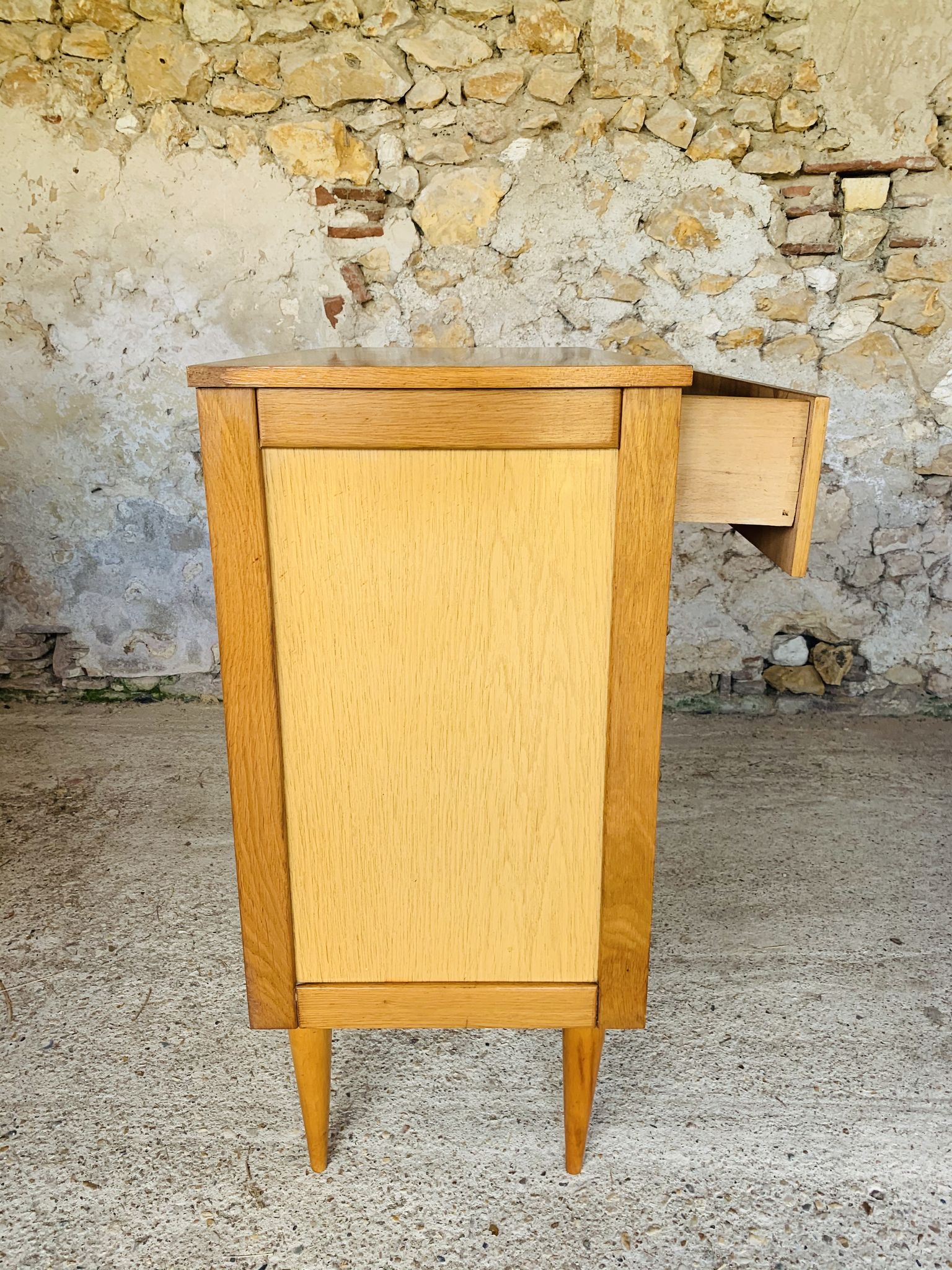 Commode vintage bicolor à 4 tiroirs, circa 70's