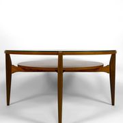 Important modern Scandinavian style coffee table, walnut / glass – c. 1960