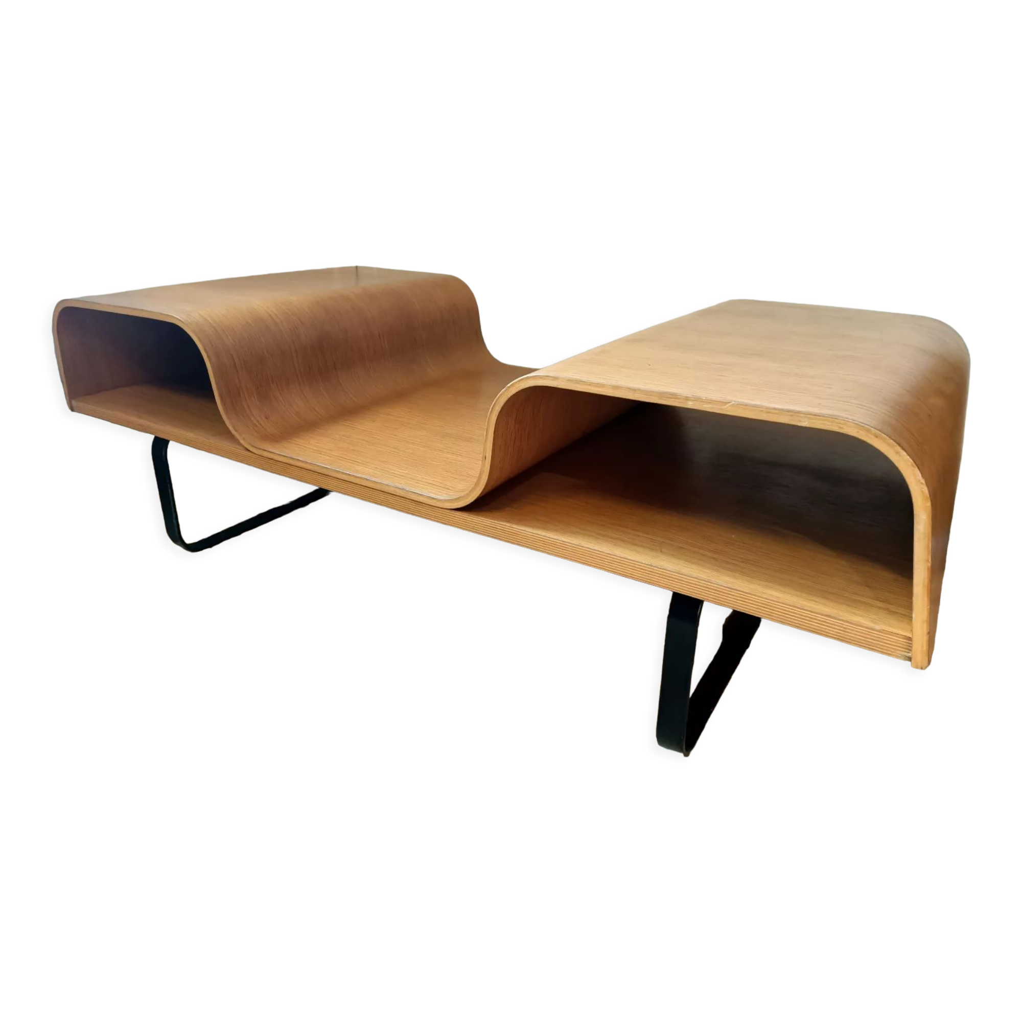 Curved wooden coffee table