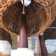 Suspension 3 arms rattan and teak vintage 60s