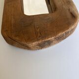 Mirror cubist shape in raw wood Formentera 1970