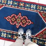 Tapis vintage français Savonnerie fait main en laine – 94 x 170 cm – 1960s