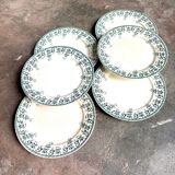 6 Sarreguemines flat plates in iron clay, “Suzanne” service