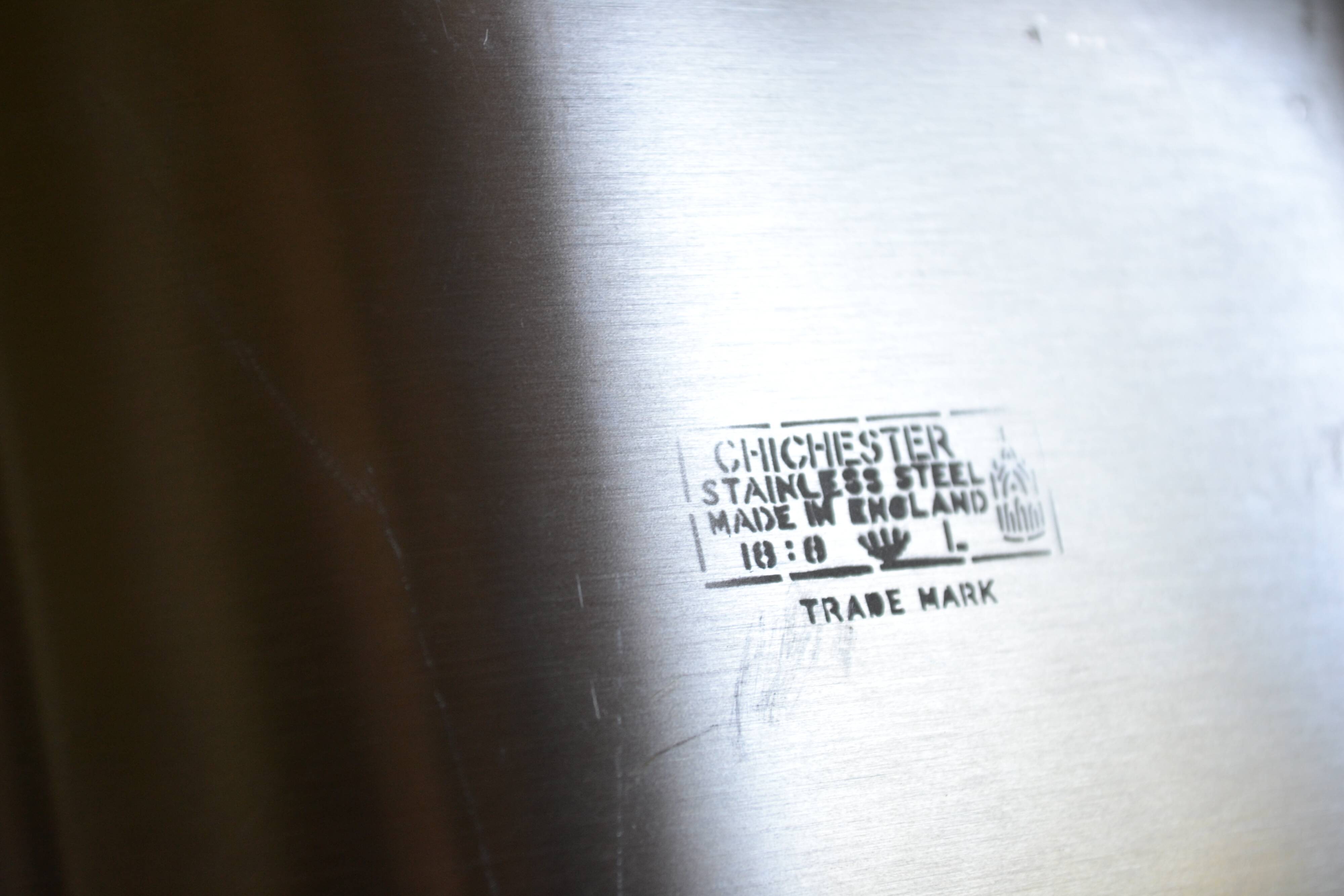 Chichester plate England in brushed stainless steel 1970s