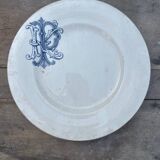 Footed plate with initials KP Sarreguemines