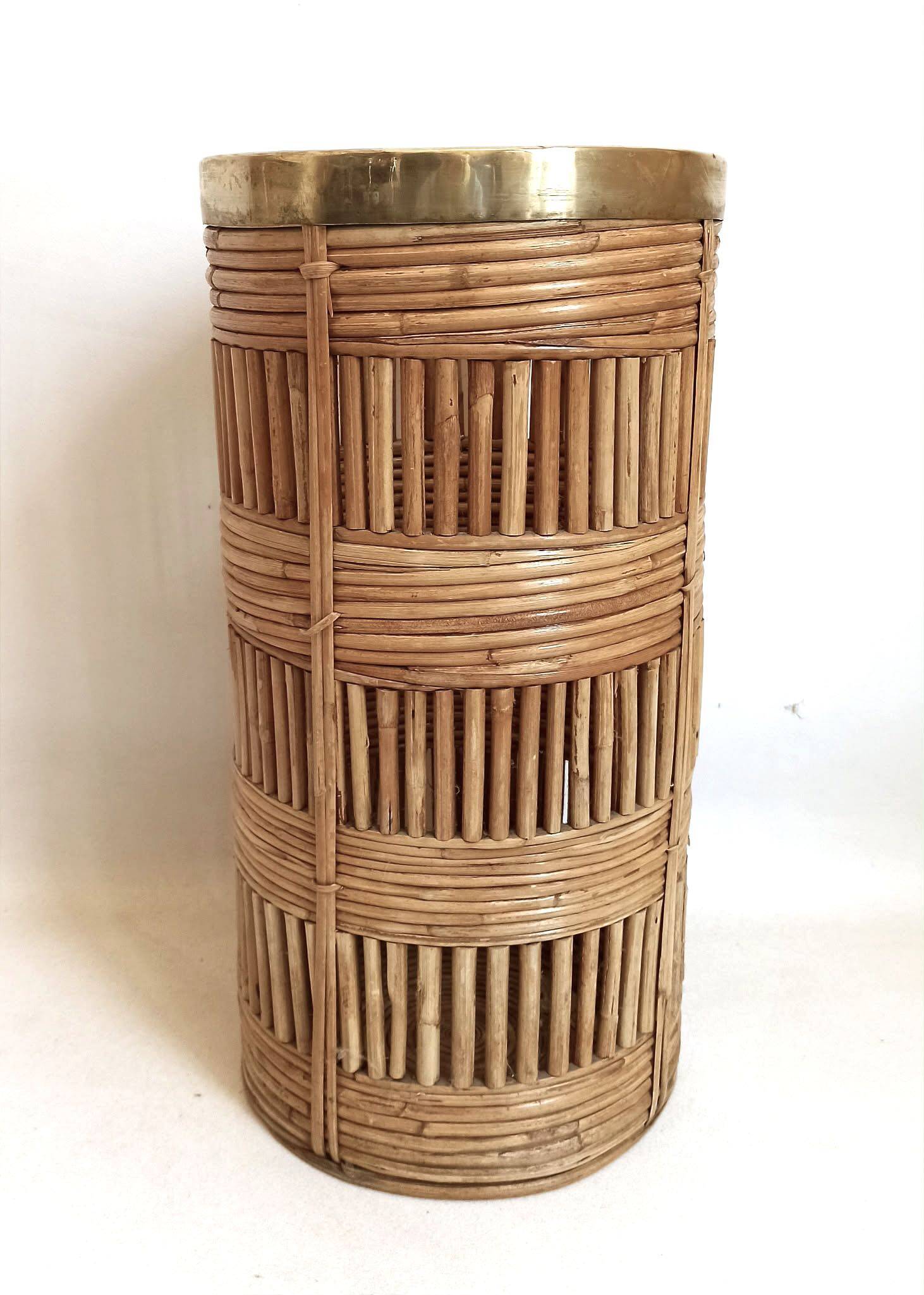 Umbrella stand Gabriella Crespi 1970s Bamboo Brass Height 51 cm