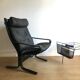 LOUNGE ARMCHAIR SIESTA BLACK LEATHER BY INGMAR RELLING FOR WESTNOFA