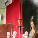 Art Deco Italian Brass 6-Lights Chandelier attributed to Gio Ponti for Lanci, 1930s