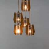 Set of chandelier and wall lamp by Drevo Humpolec, 1970