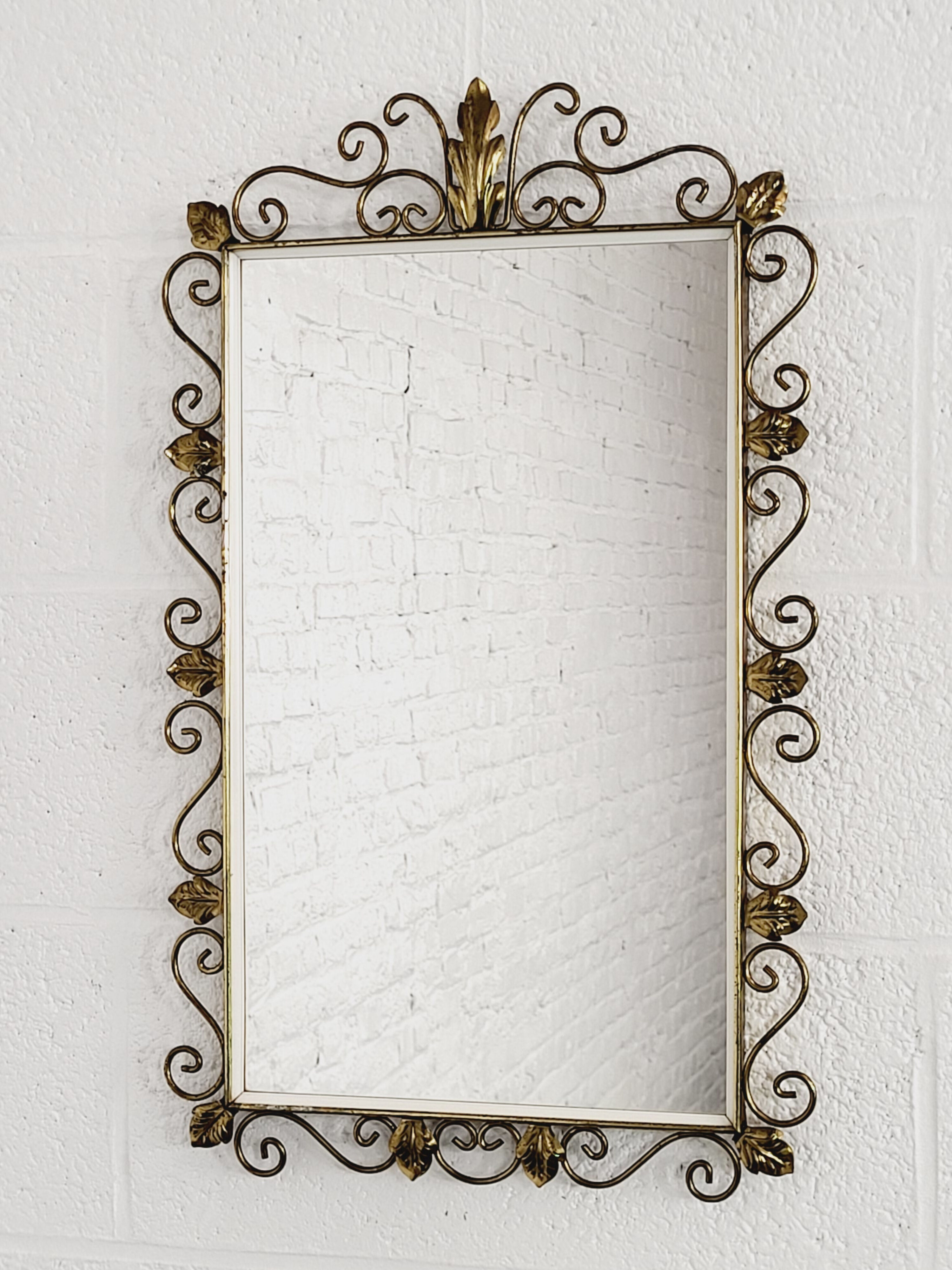 Rectangular mirror 50s - 60s on brass frame
