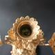 Antique three-light openwork brass church candelabrum.