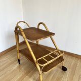 Rattan serving trolley