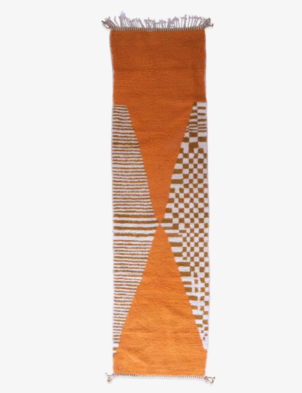 Contemporary Orange Runner Rug - 351 x 97 cm