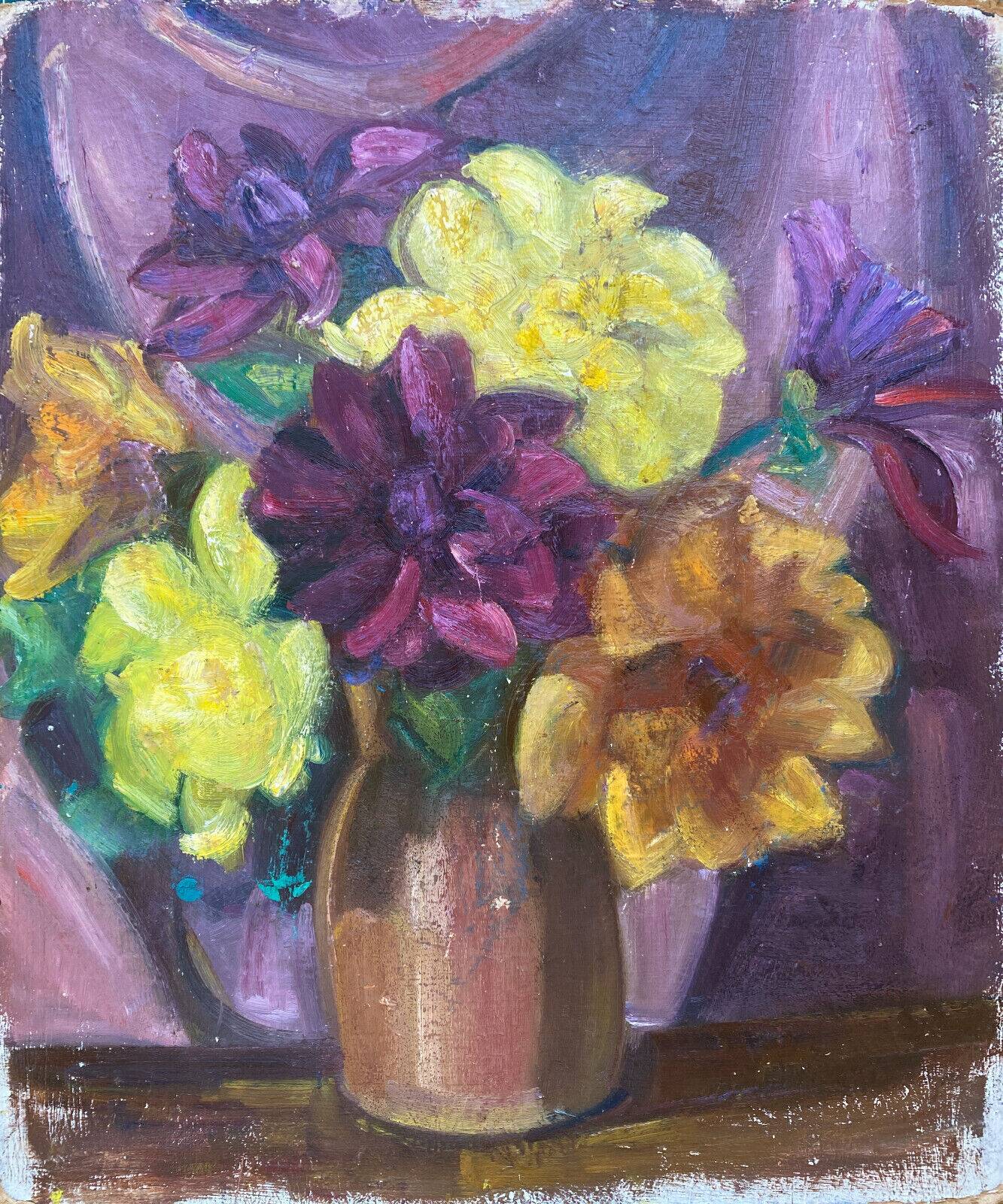 Hsp painting "bouquet of flowers in vase" germaine claudot (1903-1996) workshop