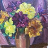 Tableau hsp "bouquet de fleurs en vase" germaine claudot (1903-1996) atelier