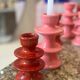 Red candlestick holder