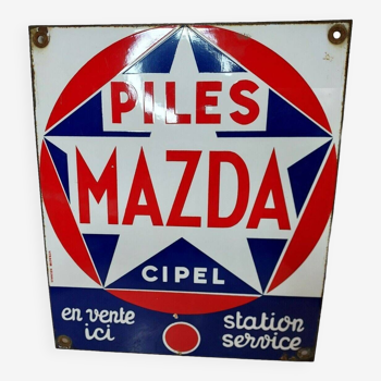 Old enameled plate mazda batteries