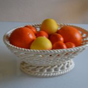 Woven ceramic oval fruit bowl or dish