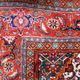 1940s vintage wool medallion rug, red and navy, 206 × 320 cm