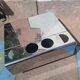 Table basse bar sur roulette desserte Inox 1970