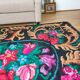 Tapis floral en laine de Moldavie de style bohème - 182×208 cm