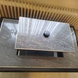 Transformable coffee table in marble and brass – fedam – italian design