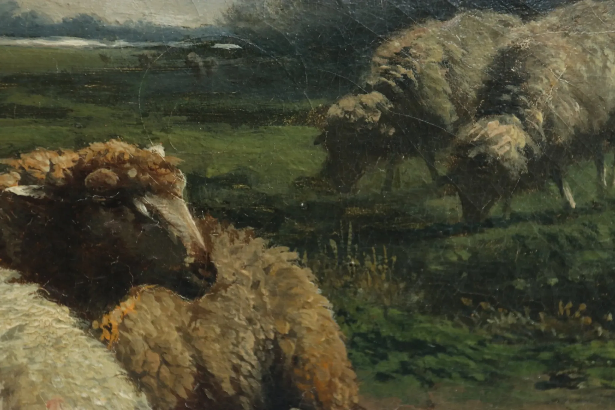Frans Lebret – Evening landscape with resting sheep – circa 1875