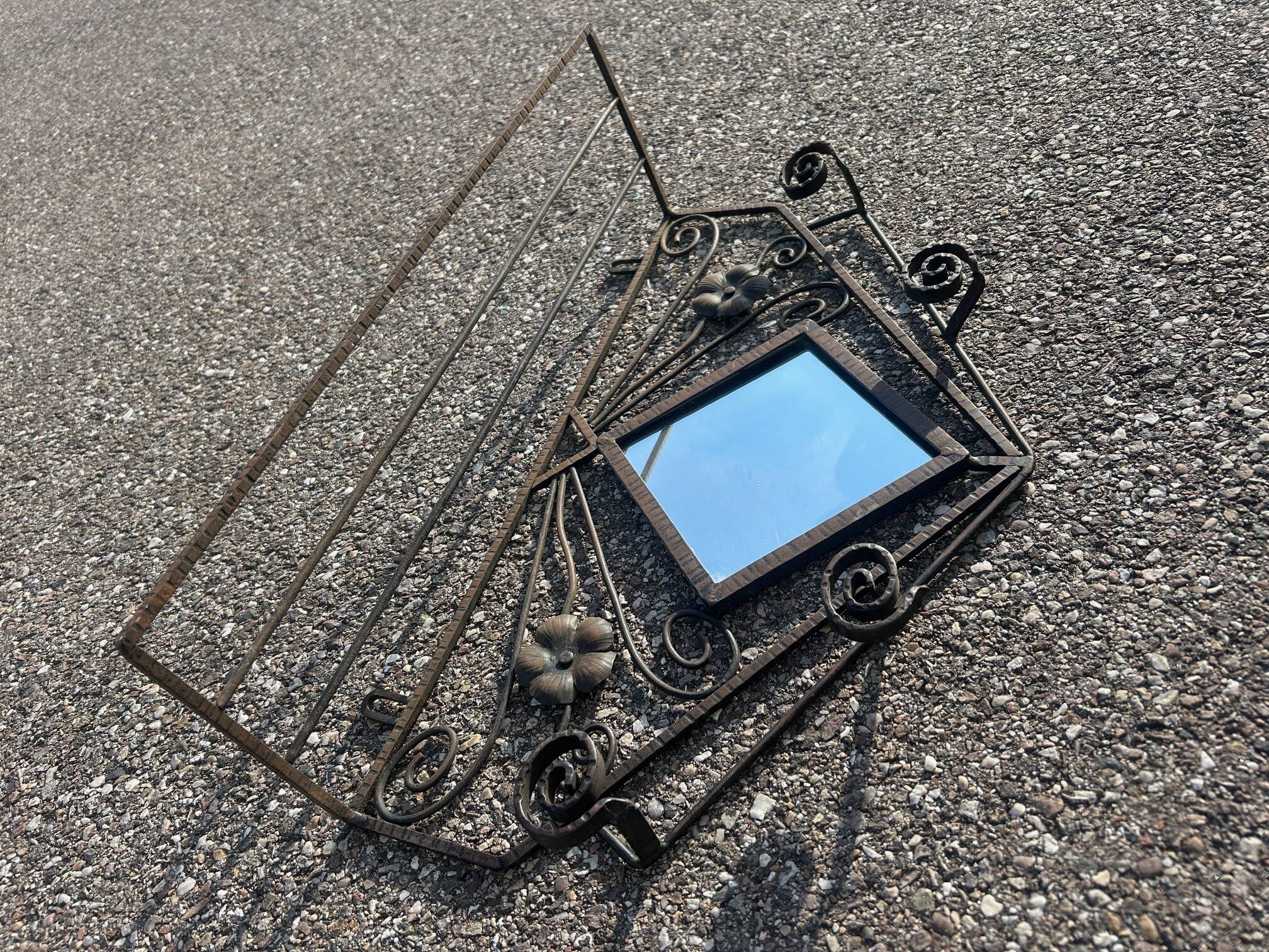 art deco wrought iron wall mirror