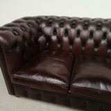 English style brown leather chesterfield sofa