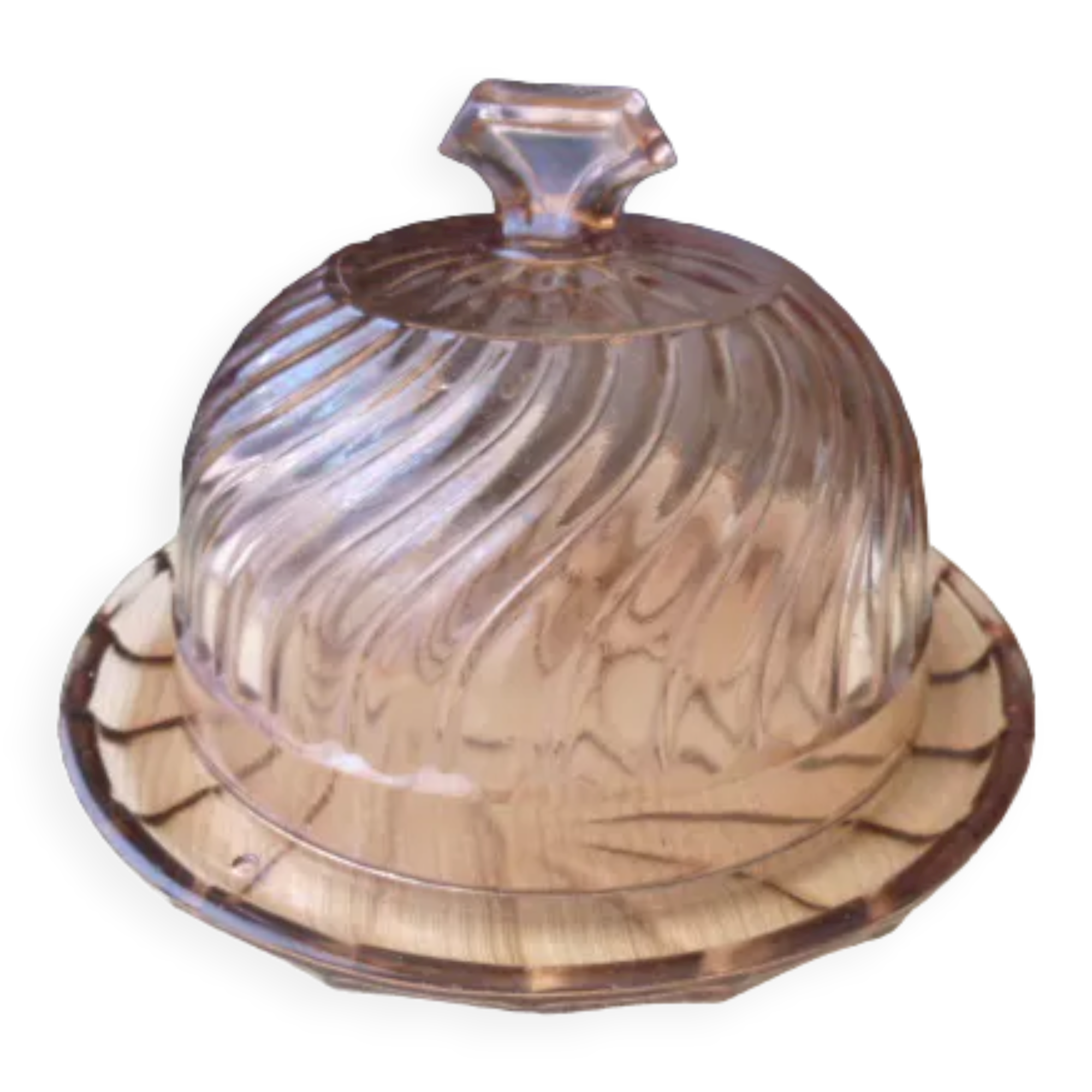 Cheese bell on its molded pressed glass tray